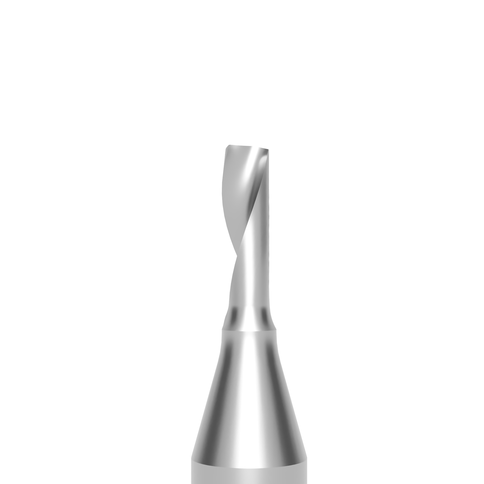 VHM-Einschneider mit Stirnanschliff Detailansicht. Für die Bearbeitung von Aluminium und Kunststoff.